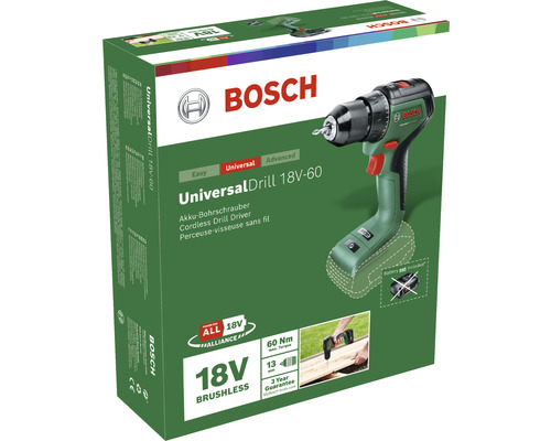 Bosch UniversalDrill 18V-60 Akku-Bohrschrauber in Produktverpackung