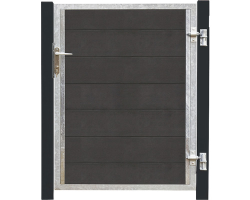 Einzeltor PLUS Futura rechts inkl. Pfosten schwarz 99 x 127 cm schiefergrau Gartentür mit Metallrahmen und horizontaler Füllung