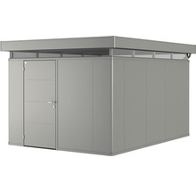 Gartenhaus aus Metall mit Flachdach und Seitentür