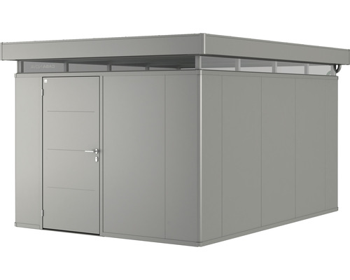 Gerätehaus Biohort CasaNova 3x4 Tür links 330 x 430 cm quarzgrau-metallic Gartenhaus aus Metall mit Flachdach und Seitentür