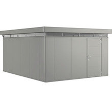 Gartenhaus aus Metall mit Tür und Fensterreihe
