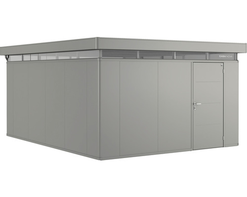 Gerätehaus Biohort CasaNova 4x5 Tür rechts 430 x 530 cm quarzgrau-metallic Gartenhaus aus Metall mit Tür und Fensterreihe