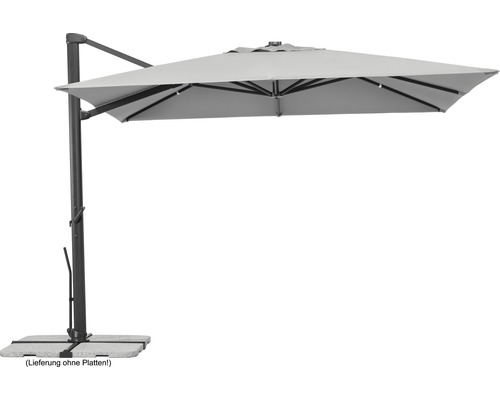 Ampelschirm Schneider Rhodos Smart 300 x 300 cm silbergrau Freiarmschirm für den Garten mit Schirmständer