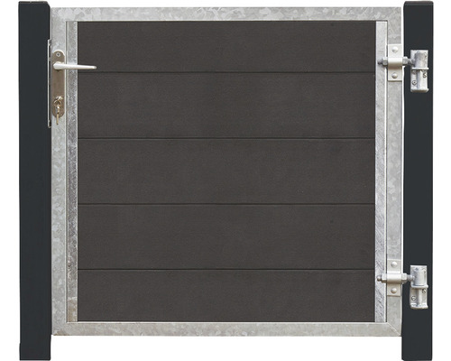 Gartentür mit Metallrahmen und Riegel