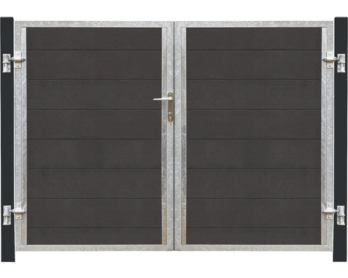 Doppeltor PLUS Futura links inkl. Pfosten schwarz 197 x 145 cm schiefergrau Doppeltor aus Metall mit Füllung aus Kunststoff