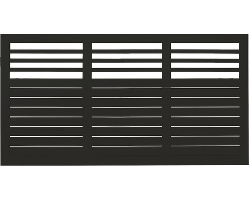 Vorgartenzaun PLUS Decora 180 x 95 cm RAL 9005 schwarz Sichtschutzzaun aus Holz mit horizontalen Lamellen
