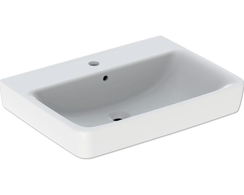 GEBERIT Waschtisch Renova Plan 65 cm weiß mit KeraTect® Spezialglasur 501640008 Keramikwaschtisch mit Hahnloch und Überlauf