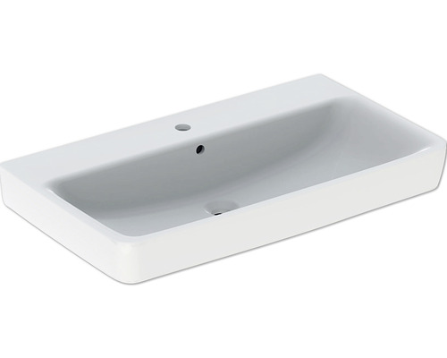 GEBERIT Waschtisch Renova Plan 85 cm weiß mit KeraTect® Spezialglasur 501698008 Keramikwaschtisch mit Hahnloch und Überlauf