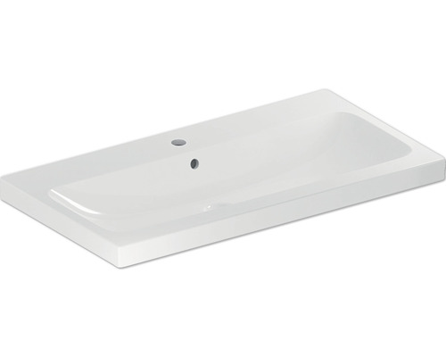 GEBERIT Waschtisch iCon Light 90 cm weiß mit KeraTect® Spezialglasur 501836002 Rechteckiger Waschtisch aus Keramik mit Hahnloch und Überlauf