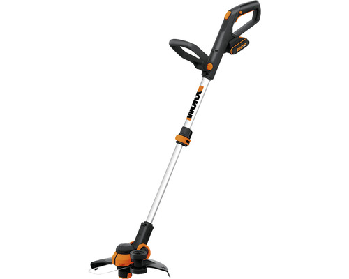 Akkubetriebener Rasentrimmer mit Teleskopstiel für den Garten.