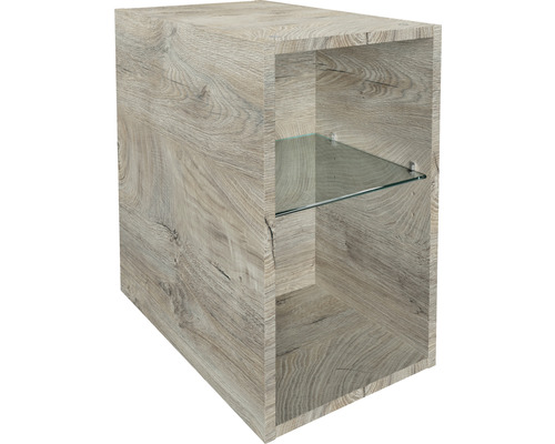 Regal Oxford unten 50,9 x 30 x 49 cm Eiche natur Oak 2 Fächer Holzfarbenes Wandregal mit einem Glasboden