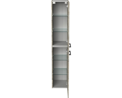 Hochschrank Oxford 162 x 30 x 31,8 cm Eiche natur Oak 2 Türen Offener Badezimmerschrank mit Glasablagen