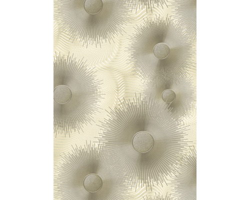 Vliestapete 10191-02 Elle Decoration 2 Grafisch Kreise beige Tapete mit Kreismuster und radialen Linien