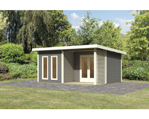 Gartenhaus mit überdachter Veranda im Garten