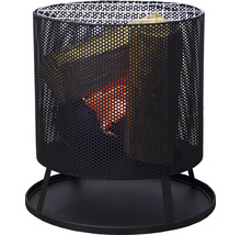 Feuerkorb aus Metall mit Holzbefeuerung