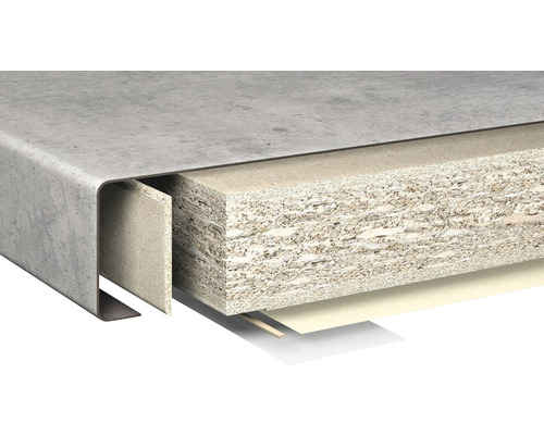 Arbeitsplatte mit Holzstruktur im Querschnitt