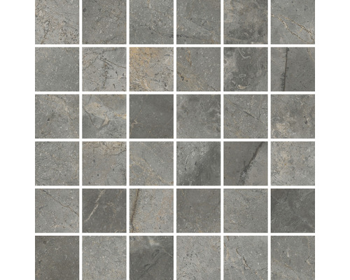 Feinsteinzeugmosaik Lido graphite 29,7 x 29,7 cm Mosaikfliese mit Steinoptik, quadratisch angeordnet