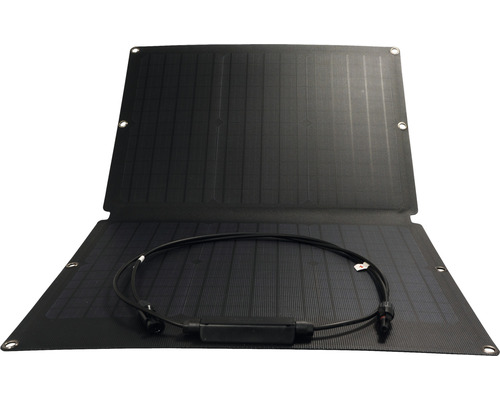 Aufgeklapptes Solarpanel mit Kabel