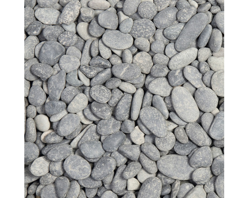 Kies Beach Pebbles 8-16 mm 25 kg anthrazit Ansicht von grauen Zierkieseln