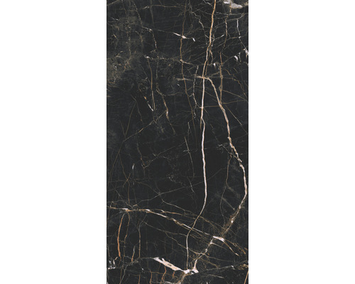 Feinsteinzeug Wand- und Bodenfliese Marquina 119,7 x 59,7 x 0,8 cm gold poliert rektifiziert-0