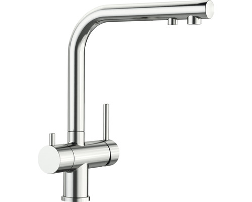Blanco Küchenarmatur mit Filterfunktion FONTAS II edelstahl gebürstet 523129 Spültischarmatur aus Metall mit zwei Griffen