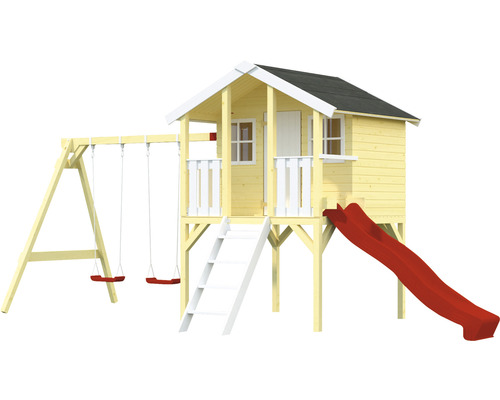 Spielhaus mit Schaukel und Rutsche für Kinder