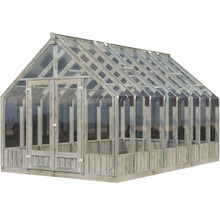 Gewächshaus Palmako Emilia 14,5 m² Sicherheitsglas 4 mm inkl. automatischen Fensteröffner 300 x 483 cm Holz