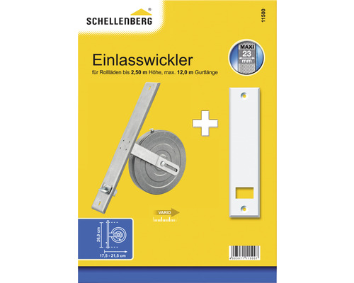 Schellenberg Einlasswickler für Rollläden bis 2,5 Meter Höhe und maximal 12 Meter Gurtlänge