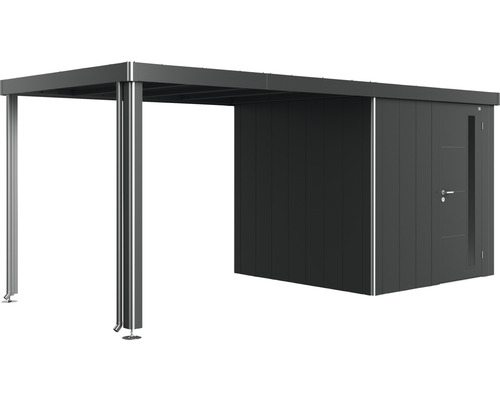 Seitendach Biohort zu Gartenhaus Neo Gr. 2A/2B/2C/2D 300 cm dunkelgrau-metallic Carport mit Geräteraum aus Metall