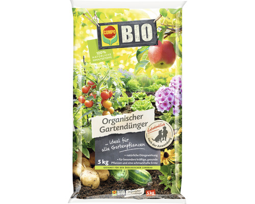 Organischer Gartendünger COMPO BIO 5 kg für alle Gartenpflanzen