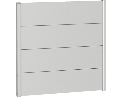 Zaunelement Aluminium Biohort 100 x 90 cm silber-metallic Gartenzaun-Element mit horizontalen Lamellen