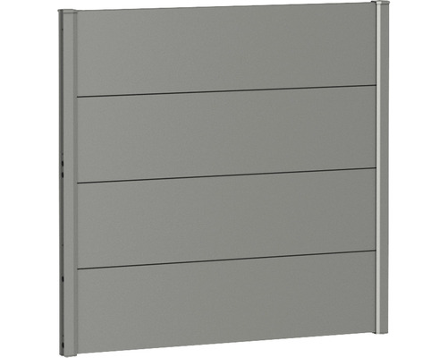 Zaunelement Aluminium Biohort 100 x 90 cm quarzgrau-metallic Gartenzaun Element aus Aluminium mit horizontaler Paneelstruktur
