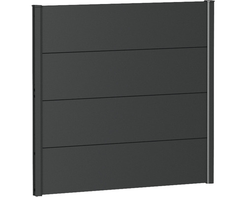 Zaunelement Aluminium Biohort 100 x 90 cm dunkelgrau-metallic Elementzaun aus Aluminium mit vier horizontalen Paneelen