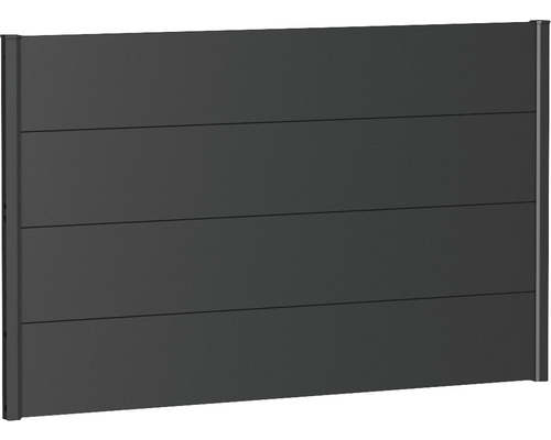 Zaunelement Aluminium Biohort 150 x 90 cm dunkelgrau-metallic Gartenzaun aus Aluminium mit horizontaler Paneeloptik