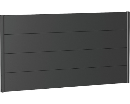 Zaunelement Aluminium Biohort 180 x 90 cm dunkelgrau-metallic Gartenzaun aus Metall mit horizontalen Paneelen