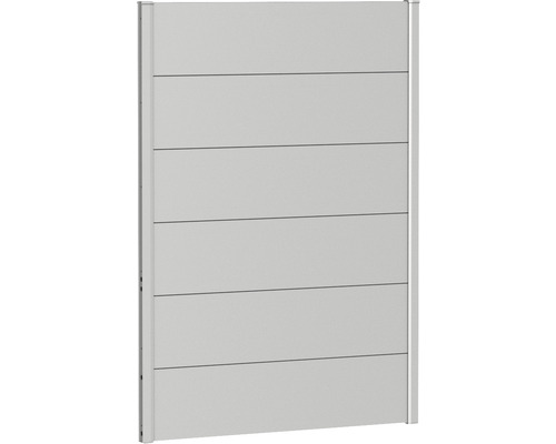 Zaunelement Aluminium Biohort 100 x 135 cm silber-metallic Sichtschutzelement aus Aluminium mit horizontalen Lamellen