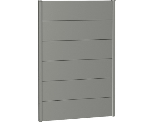 Zaunelement Aluminium Biohort 100 x 135 cm quarzgrau-metallic Sichtschutzelement mit horizontalen Lamellen und seitlichen Pfosten