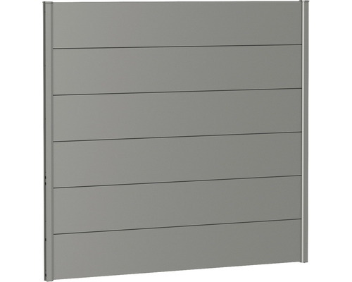 Zaunelement Aluminium Biohort 150 x 135 cm quarzgrau-metallic Grauer Sichtschutzzaun mit horizontalen Paneelen