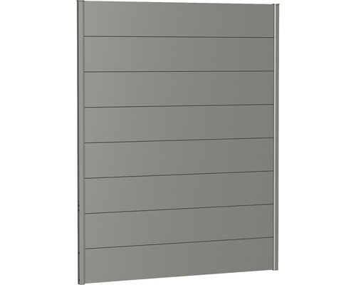 Zaunelement Aluminium Biohort 150 x 180 cm quarzgrau-metallic Sichtschutzelement aus Kunststoff mit horizontalen Paneelen für den Garten