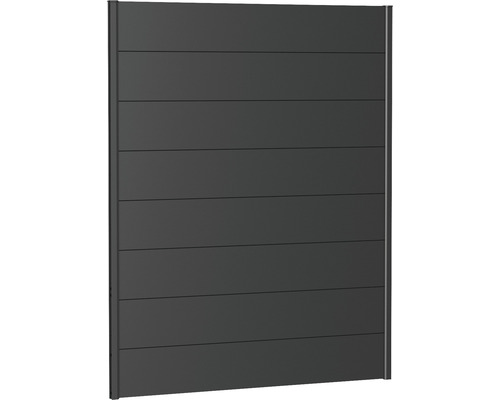 Zaunelement Aluminium Biohort 150 x 180 cm dunkelgrau-metallic Sichtschutzelement aus Aluminium mit horizontaler Paneeloptik