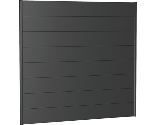 Zaunelement Aluminium Biohort 200 x 180 cm dunkelgrau-metallic Zaunelement mit horizontalen Paneelen für den Garten