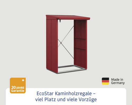 EcoStar Kaminholzregal mit Dach und Regalböden