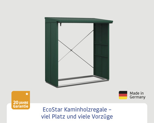 EcoStar Kaminholzregal mit Dach für den Außenbereich