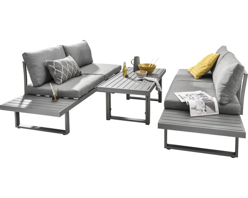 Gartenmöbel-Set mit Sofa, Kissen und Tisch für den Außenbereich