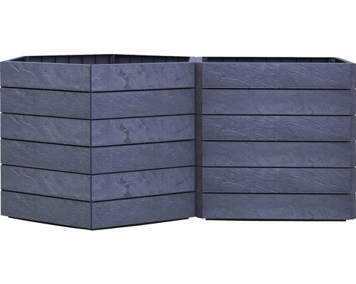 Zwei Pflanzkästen aus Kunststoff in Holzoptik
