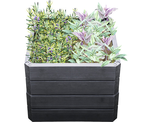 Hochbeet aus Kunststoff mit Pflanzen