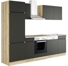 Optifit Küchenzeile ohne Geräte Noah420 270 cm anthrazit matt zerlegt Variante reversibel KMNO 2702OE-0+