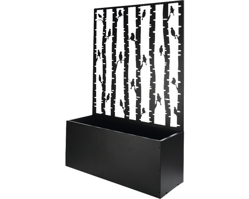 Pflanzkasten mit Sichtschutzwand, Design mit Vogelmotiven