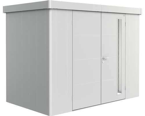 Gerätehaus Biohort Neo 1C Doppeltür 291,5 x 179,5 cm silber-metallic Gartenschrank mit Doppeltür und Seitenfenster