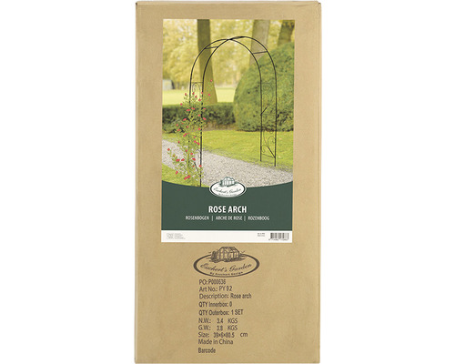 Verpackung eines Rosenbogens für den Garten